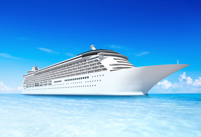 cruise ship on a light blue sea