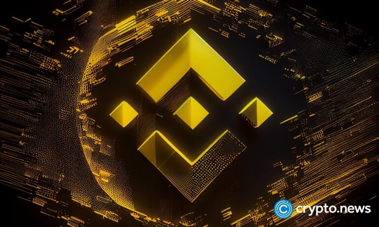 crypto news binance logo blurry yellow and black background high poly style
