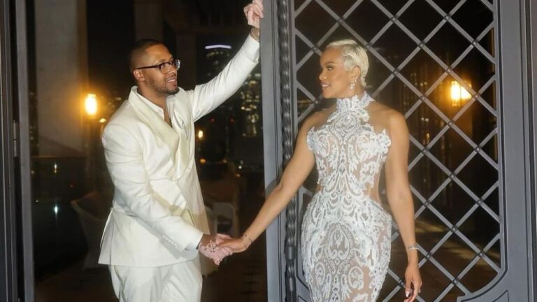 Letoya Luckett Wore an White Embellished Ese Azenabor Gown at Her Wedding feat image