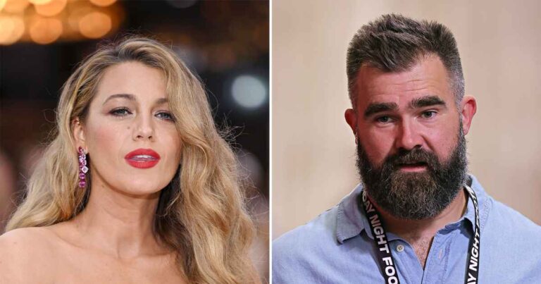 Blake Lively reacts to Jason Kelce Sisterhood of the Traveling Pants review