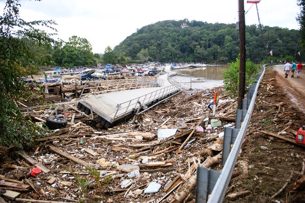 Debris from hurricane helene