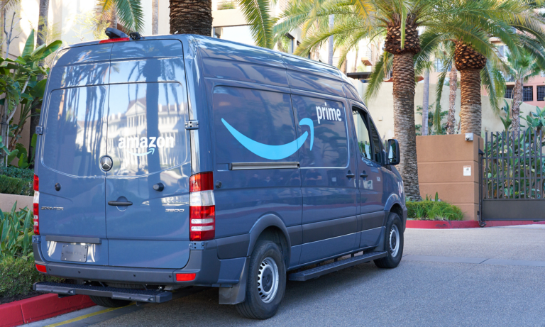 amazon prime van on street