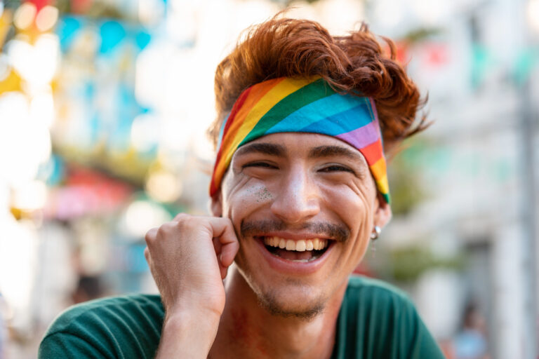 getty rainbow headband lgbt happy smiling