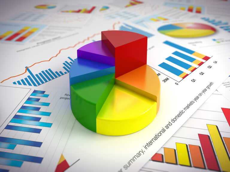 gettyimages 3d pie chart on top of paper charts