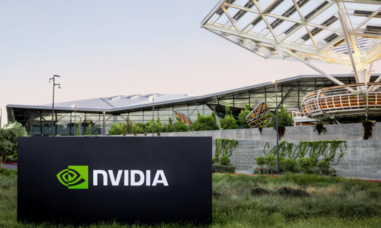 1731940136 nvidia headquarters outside with black nvidia sign with nvidia logo