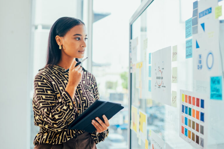 woman planning marketing campaign