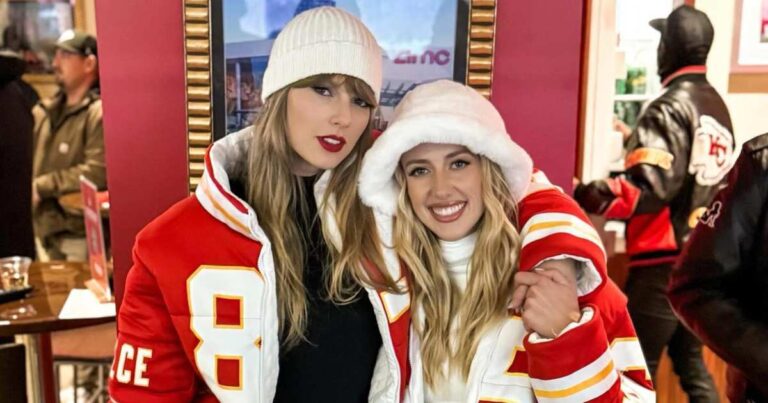 Taylor Swift and Brittany Mahomes Are Twinning and Winning in Matching Jersey Puffer Coats 1