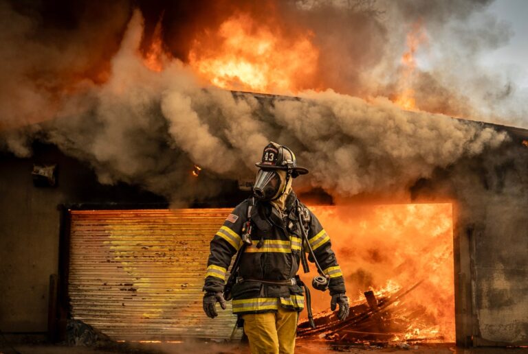 firefighter works during eaton fire