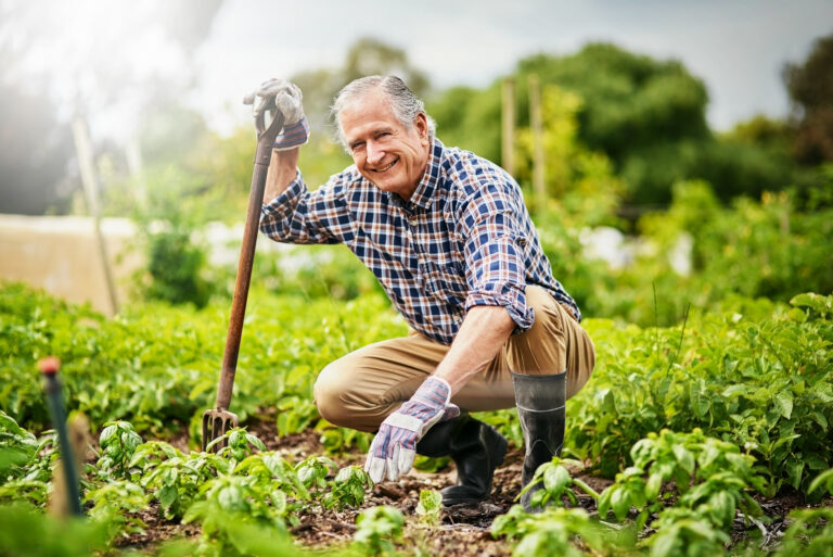 senior man gardening